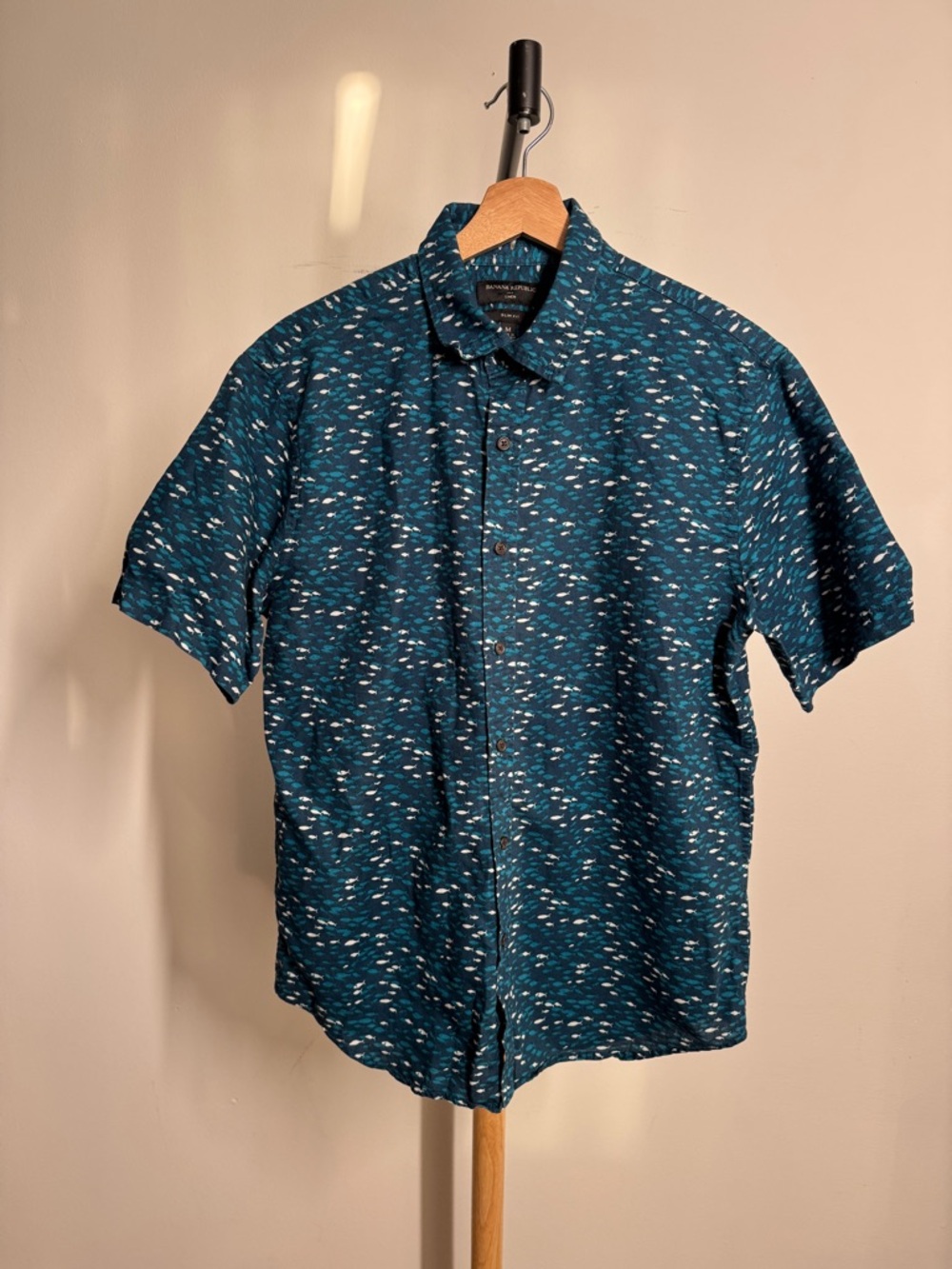 Banana Republic Factory Teal Short-Sleeve Button-Down Shirt
